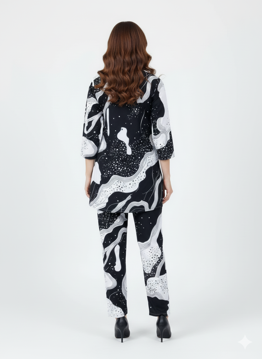 Petal Whisper Printed Kurti Co-ord Set | Rizqé by Zadine Cream Floral Tunic Modest Wear