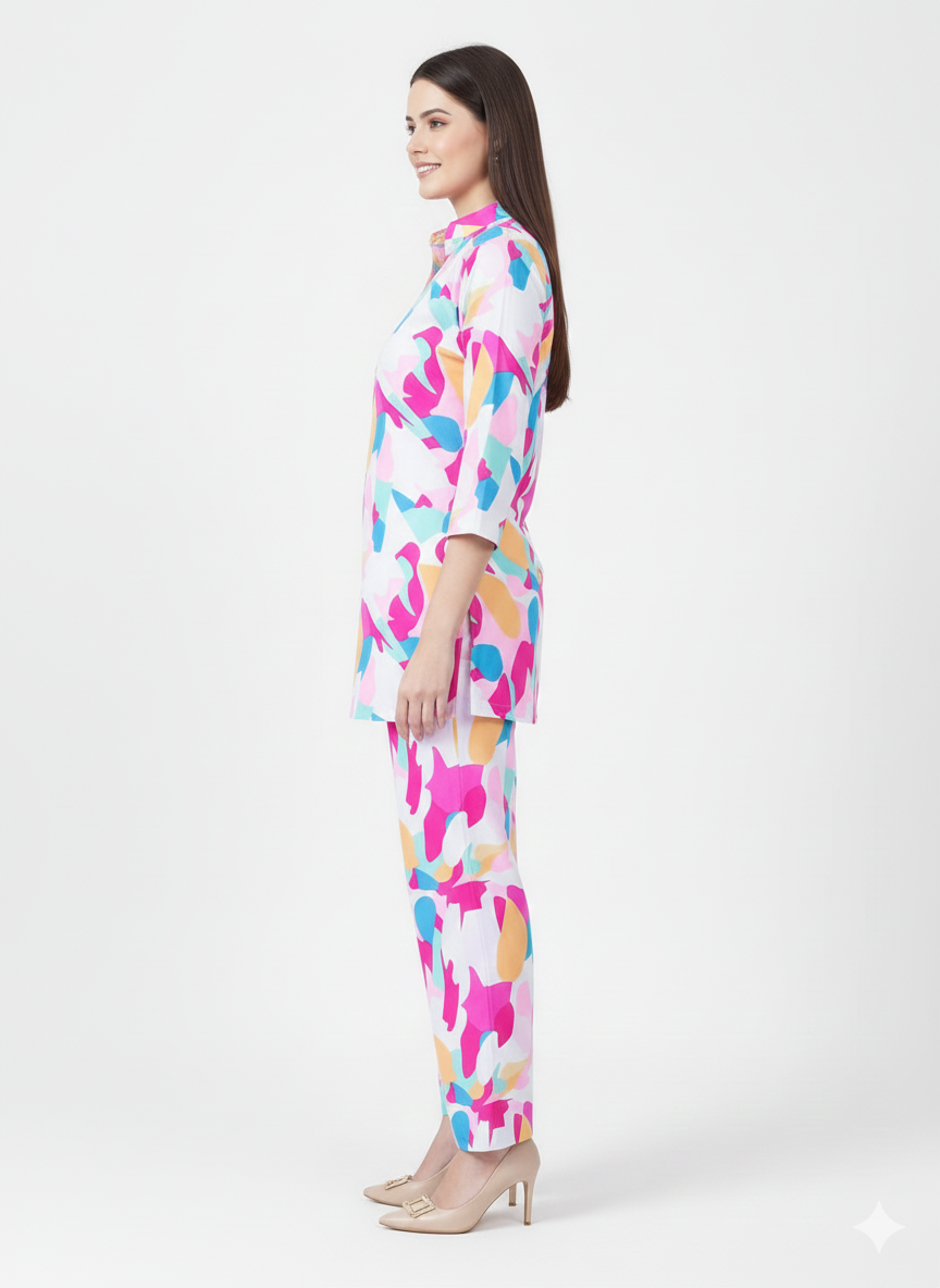 Confetti Bloom Printed Kurti Co-ord Set | Rizqé by Zadine Bright Multi-Color Tunic