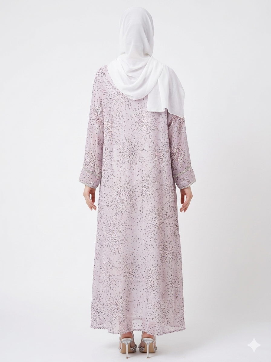 Rizqé Lavender Radiance Sheer Kimono Gorgeous Abaya