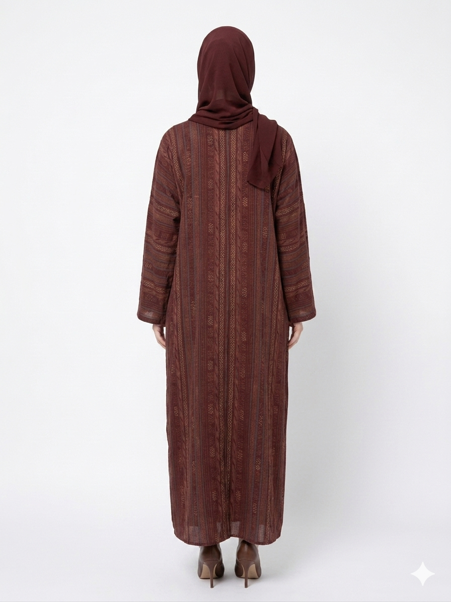 Rizqé Crimson Heritage Cotton Elegant Printed Abaya