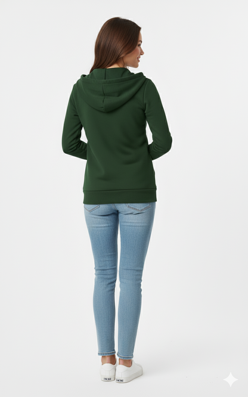 Unisex Dark Green 390 GSM Cotton Zipper Hoodie | Rizqé by Zadine Wholesale Customizable Blanks
