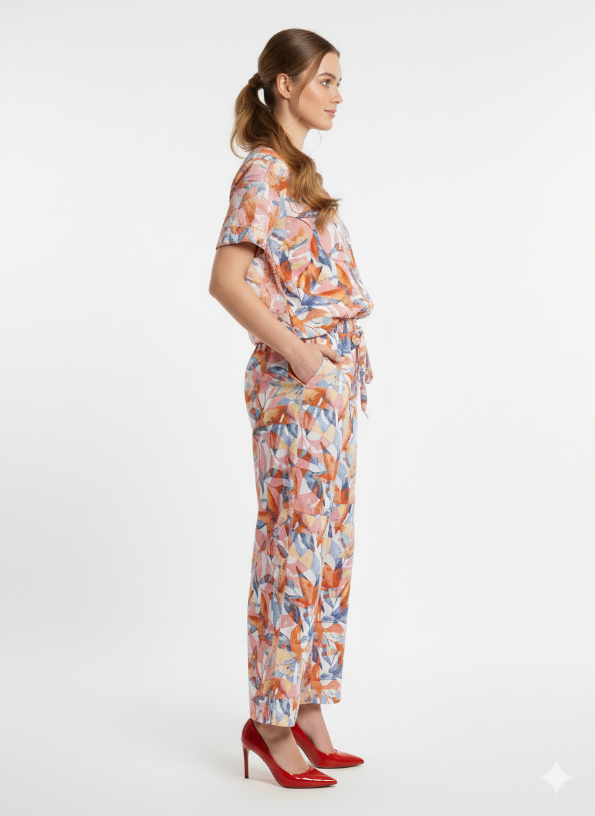 Abstract  Print Stylish Linen Co-Ord Set | Modest Shirt & Palazzo Set | Plus Size S-3XL |