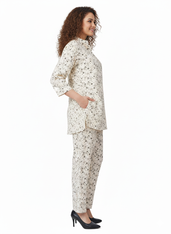 Opal Bloom Printed Kurti Co-ord Set Imported Chiffon | Rizqé by Zadine Luxury Wholesale Modest Wear