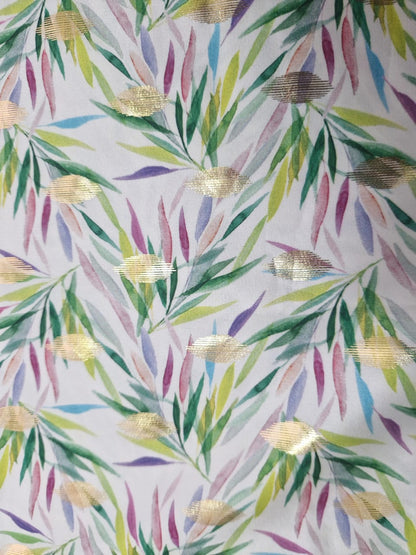 Tropical Satin Leaf Print Kaftan Dress | Loungewear Maxi Dress | Elegant Beach Cover-Up