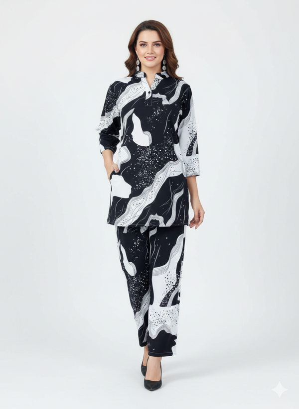 Petal Whisper Printed Kurti Co-ord Set | Rizqé by Zadine Cream Floral Tunic Modest Wear