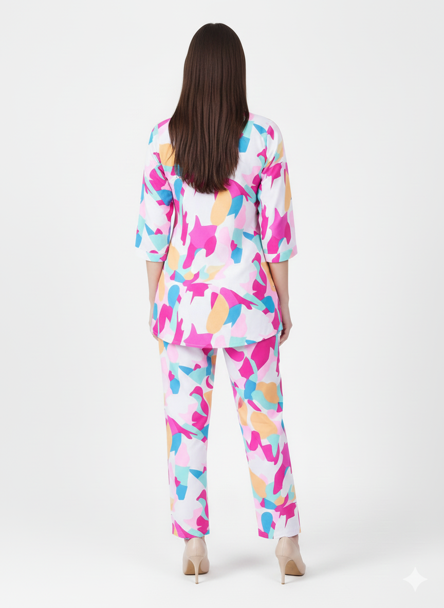Confetti Bloom Printed Kurti Co-ord Set | Rizqé by Zadine Bright Multi-Color Tunic