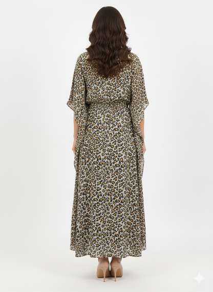 Rizqé Safari Grace Animal Print Drawstring Kaftan | Beach Wrap