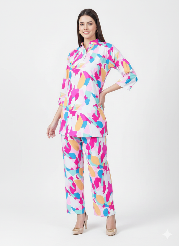 Confetti Bloom Printed Kurti Co-ord Set | Rizqé by Zadine Bright Multi-Color Tunic