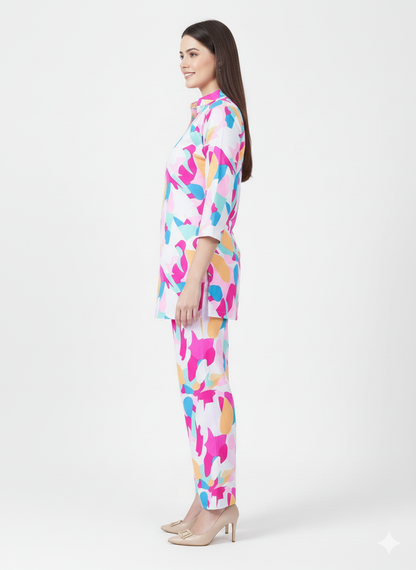 Confetti Bloom Printed Kurti Co-ord Set | Rizqé by Zadine Bright Multi-Color Tunic