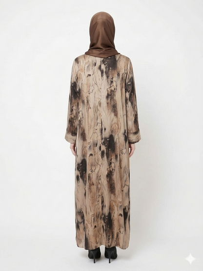 Rizqé Sandstone Marble Satin Classy Kimono Abaya