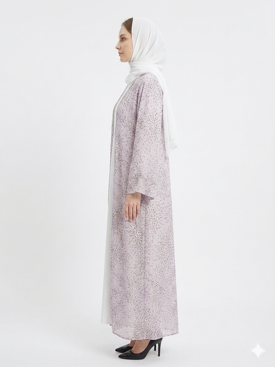 Rizqé Lavender Radiance Sheer Kimono Gorgeous Abaya
