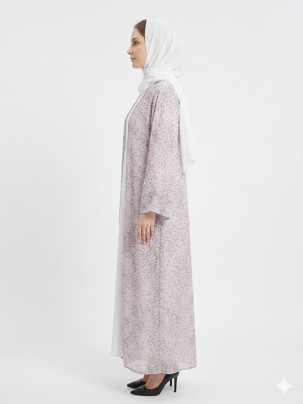 Rizqé Lavender Radiance Sheer Kimono Gorgeous Abaya