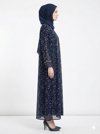 Rizqé Midnight Ditsy Sheer Kimono Stylish Abaya