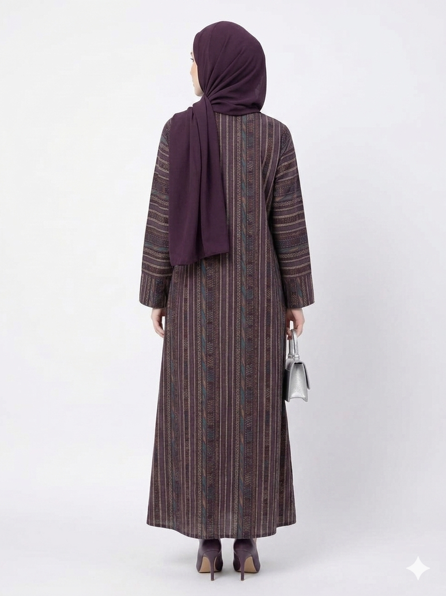 Rizqé Amethyst Heritage Cotton Purple Abaya