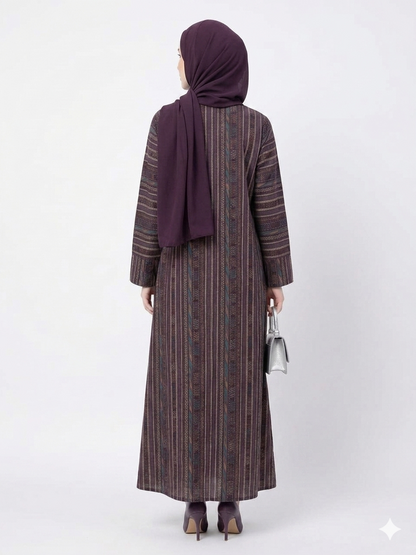 Rizqé Amethyst Heritage Cotton Purple Abaya