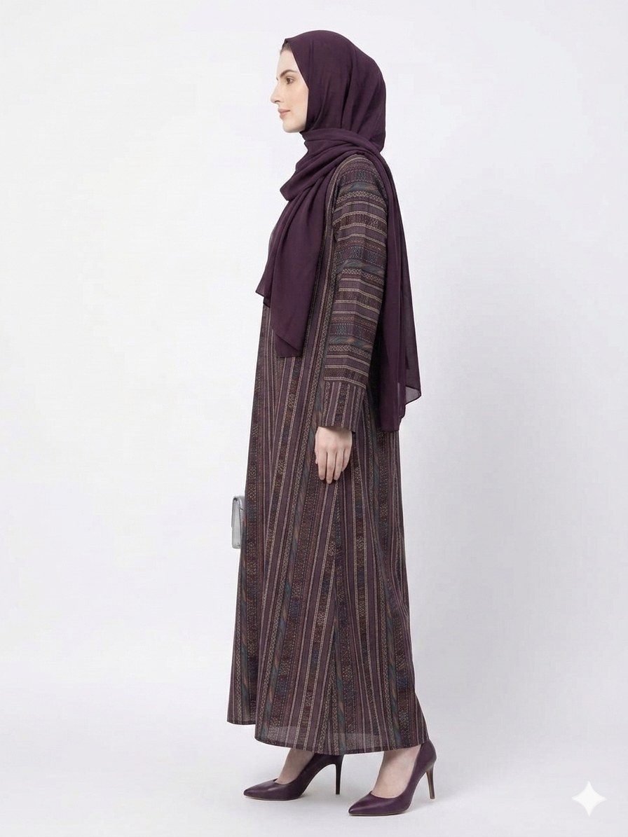 Rizqé Amethyst Heritage Cotton Purple Abaya