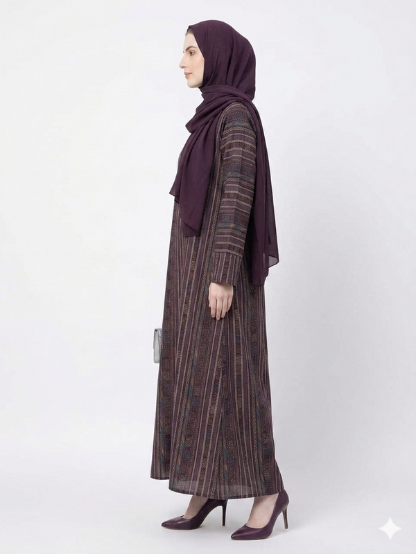 Rizqé Amethyst Heritage Cotton Purple Abaya