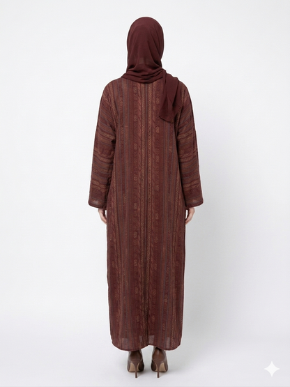 Rizqé Crimson Heritage Cotton Elegant Printed Abaya