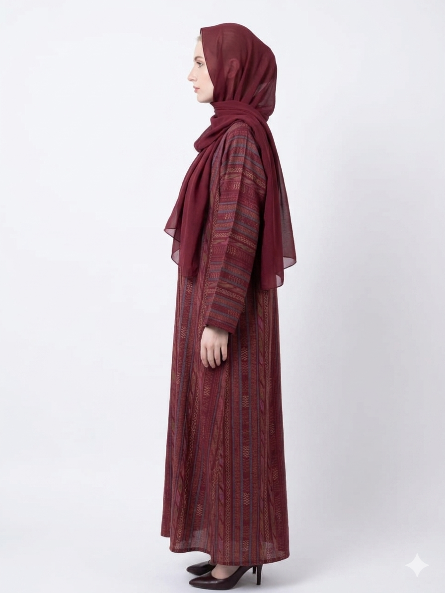 Rizqé Crimson Heritage Cotton Elegant Printed Abaya