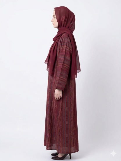 Rizqé Crimson Heritage Cotton Elegant Printed Abaya