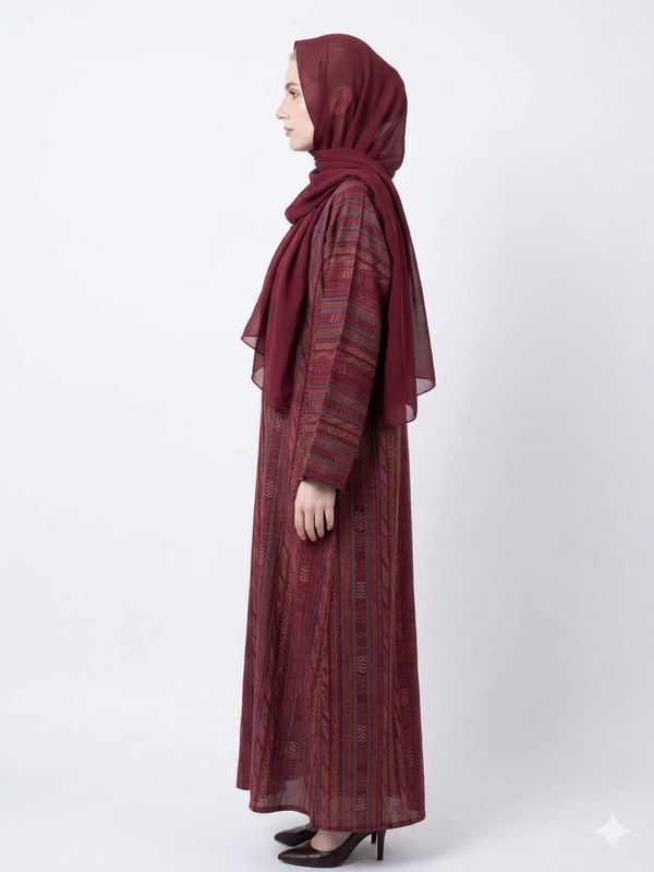Rizqé Crimson Heritage Cotton Elegant Printed Abaya
