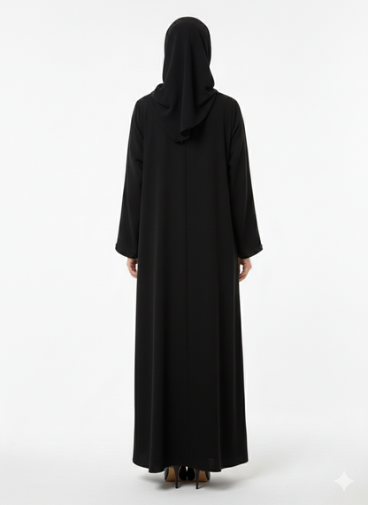 Rizqé Midnight Obsidian Black Hand-Beaded Embellished Modest Abaya