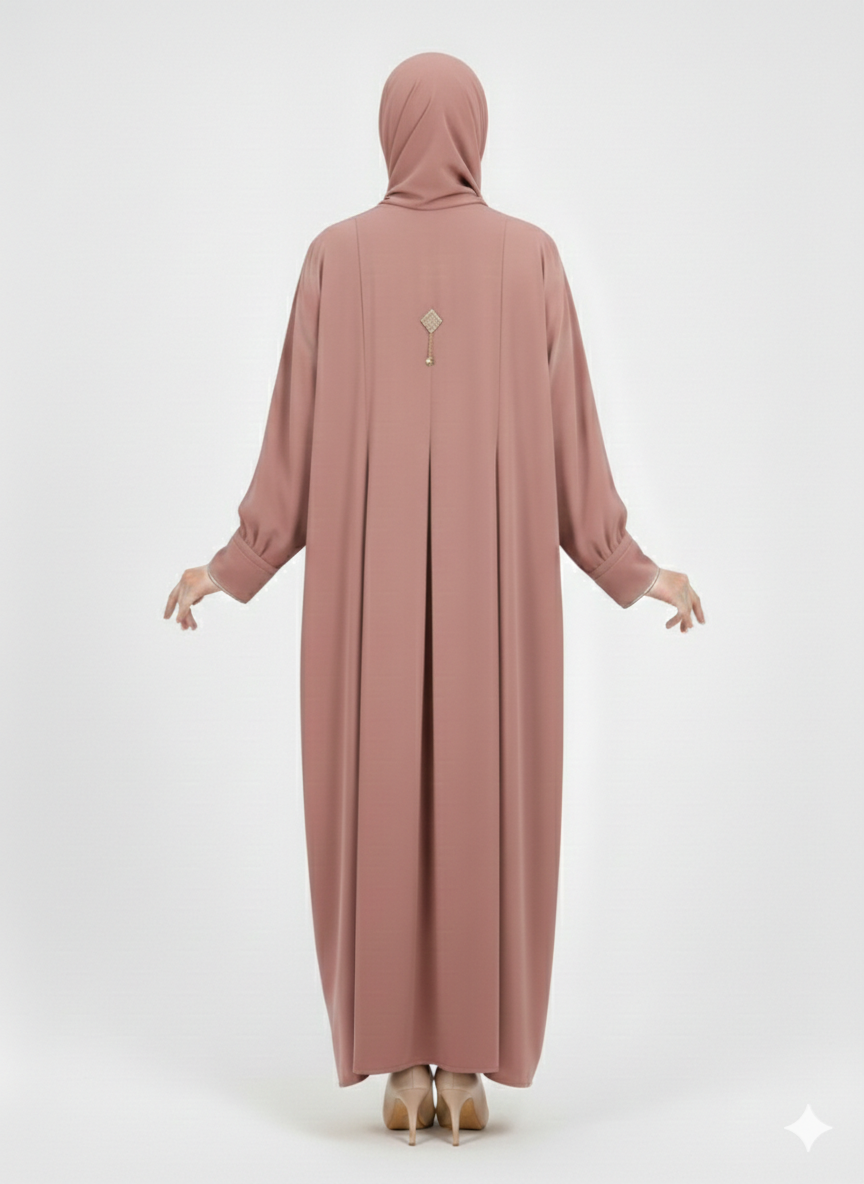Rizqé Amethyst Mauve Minimalist Structured Panel Modest Abaya