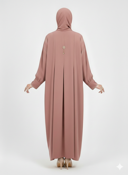 Rizqé Amethyst Mauve Minimalist Structured Panel Modest Abaya
