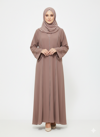 Rizqé Amethyst Mauve Minimalist Structured Panel Modest Abaya