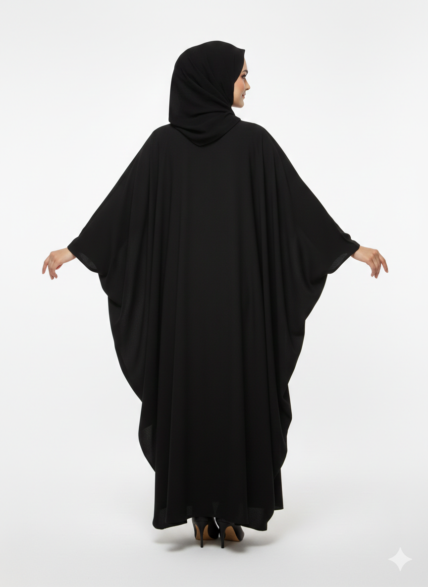 Rizqé Iconic Velvet-Top Farasha Embroidered Nida Abaya