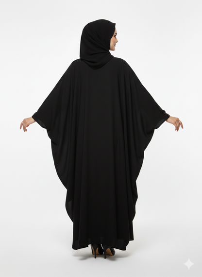 Rizqé Iconic Velvet-Top Farasha Embroidered Nida Abaya