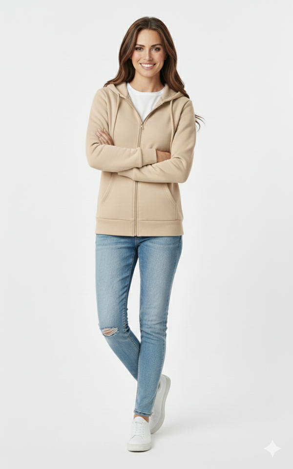 Rizqé Unisex Full-Zip Hoodie with Kangaroo Pocket | Premium 390 GSM Cotton