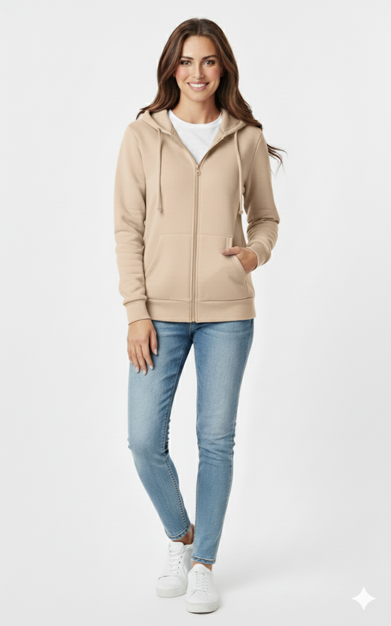 Rizqé Unisex Full-Zip Hoodie with Kangaroo Pocket | Premium 390 GSM Cotton