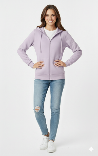 Lavender Purple Unisex 390 GSM Heavyweight Full-Zip Hoodie | Rizqé by Zadine Wholesale Customizable Blanks