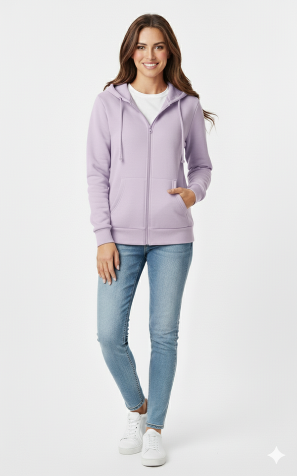 Lavender Purple Unisex 390 GSM Heavyweight Full-Zip Hoodie | Rizqé by Zadine Wholesale Customizable Blanks