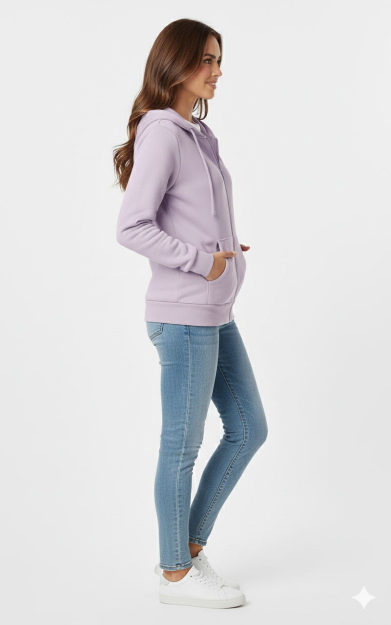 Lavender Purple Unisex 390 GSM Heavyweight Full-Zip Hoodie | Rizqé by Zadine Wholesale Customizable Blanks