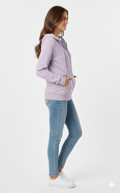 Lavender Purple Unisex 390 GSM Heavyweight Full-Zip Hoodie | Rizqé by Zadine Wholesale Customizable Blanks
