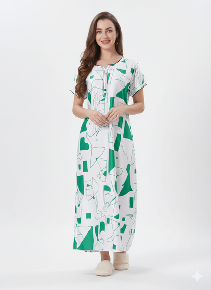 Ivory Serenity White Italian Satin Nightgown | Rizqé by Zadine Luxury Maxi Sleep Dress