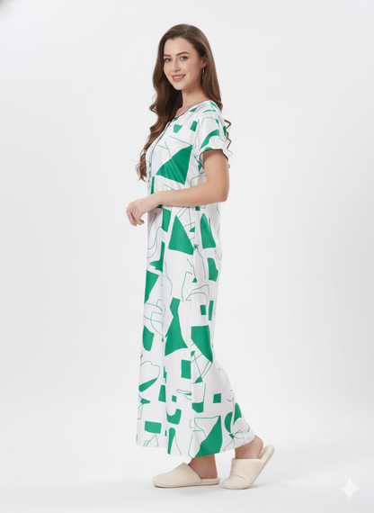 Ivory Serenity White Italian Satin Nightgown | Rizqé by Zadine Luxury Maxi Sleep Dress