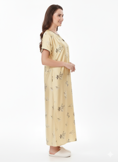 Buttermilk Dream Cream Italian Satin Nightgown | Rizqé by Zadine Luxury Maxi Sleep Dress