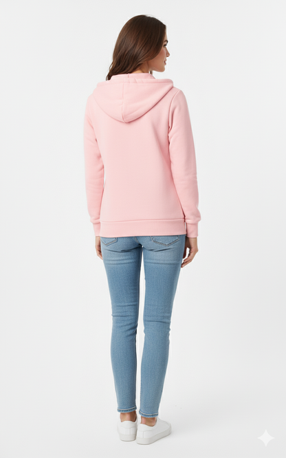 Baby Pink Solid Premium 390 GSM Cotton Full-Zip Unisex Hoodie | Rizqé by Zadine Customizable