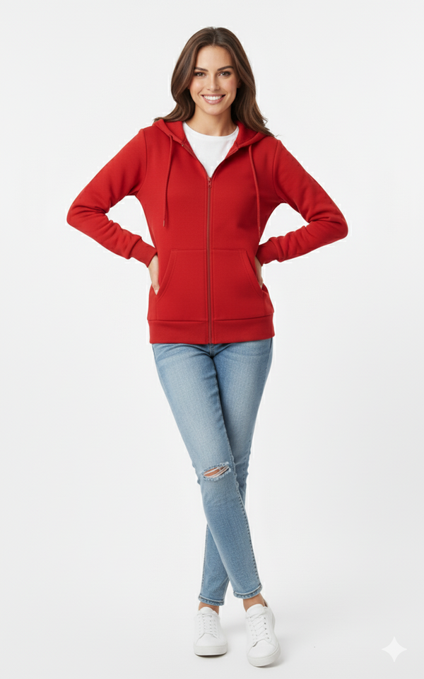ardinal Red 390 GSM Ultimate Full-Zip Hoodie | Rizqé by Zadine High-Volume Solid Apparel