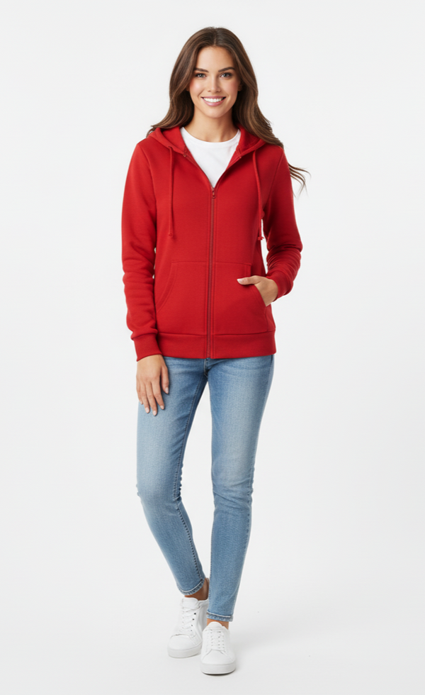 ardinal Red 390 GSM Ultimate Full-Zip Hoodie | Rizqé by Zadine High-Volume Solid Apparel