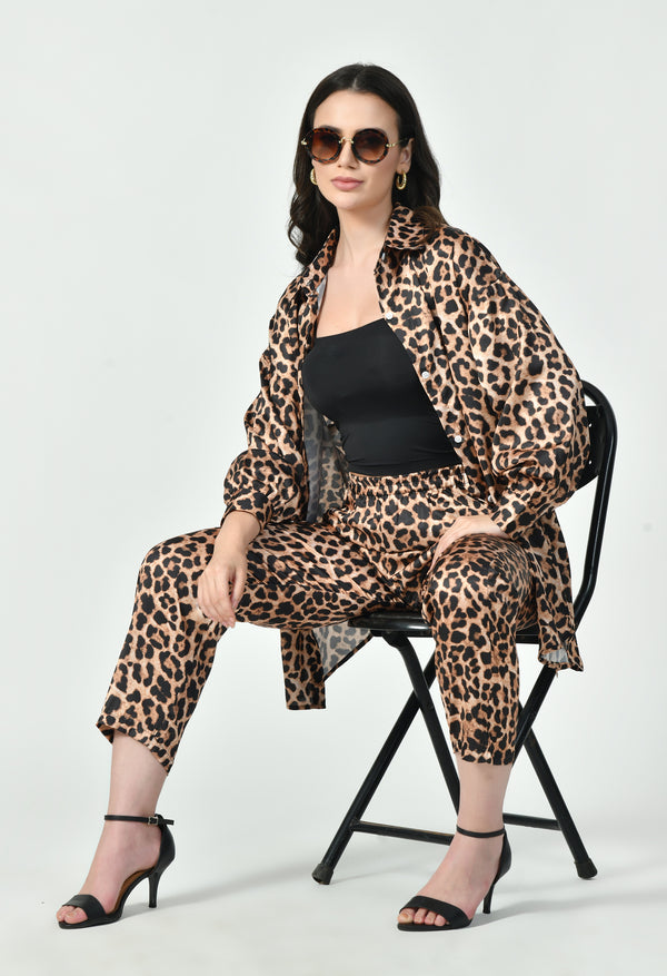 Japanese Satin Leopard Print Co-Ord Set – Elegant Modest Wear